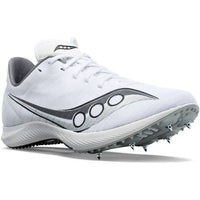 SAUCONY Women's Velocity Mp Track Spike Shoes in white silver - women's shoe - detail view