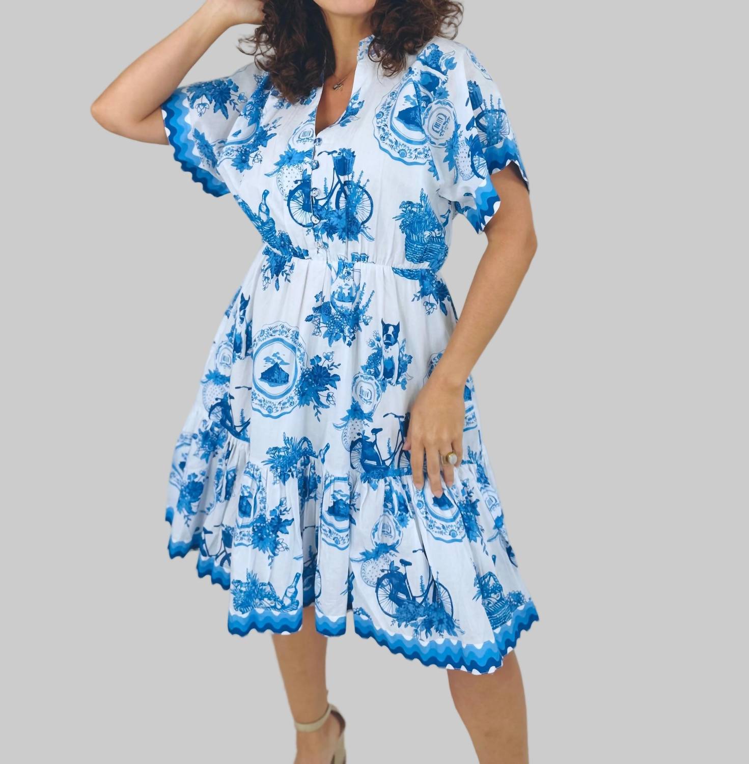 IslaPayal Women's Rhodes Mini Pallet Dress in picnic cobalt - women's dress