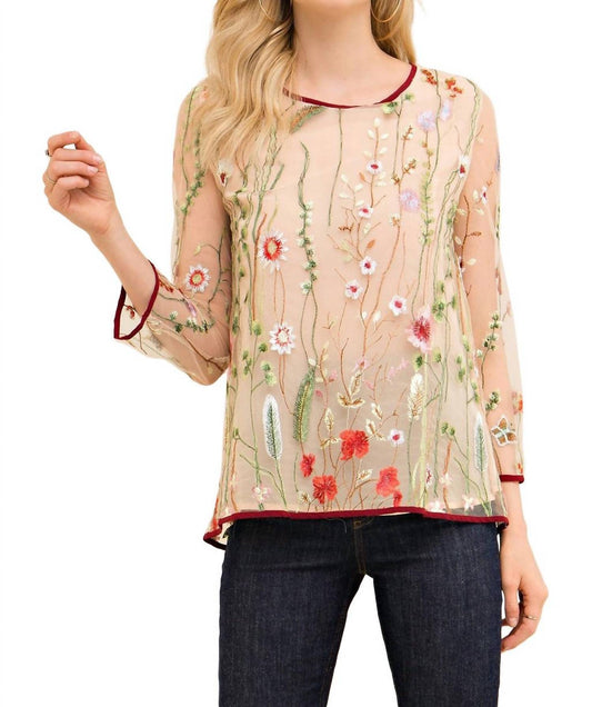 Entro - Always in Bloom Floral Embroidered Top