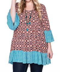 Kori - Floral Bell Sleeve Peasant Top