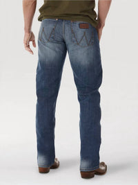 Wrangler Retro Creek Wash Slim Fit Straight Leg Jean in medium blue - men's jeans - detail view