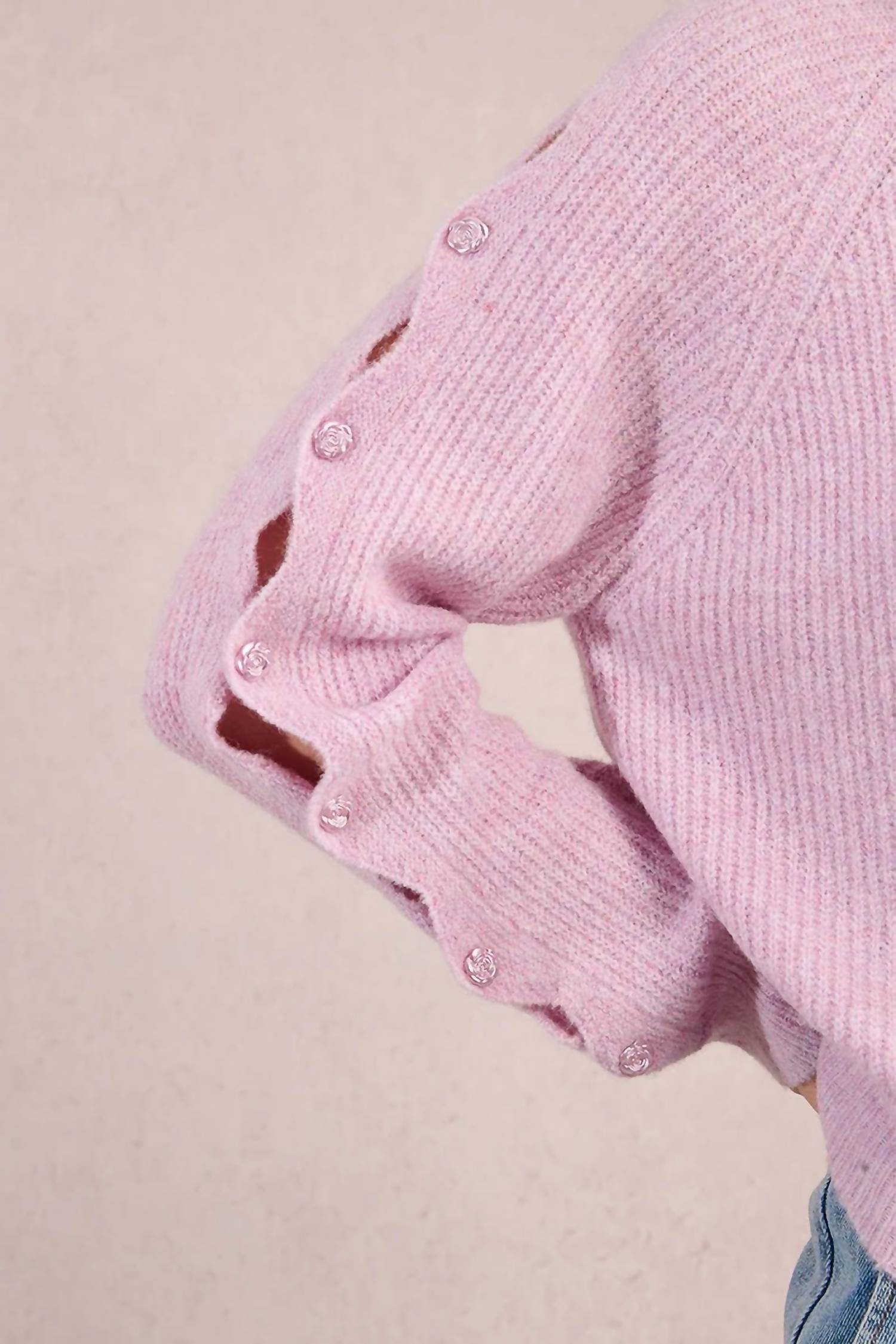 Molly Bracken - Rosebud Petal Crewneck Knit Sweater