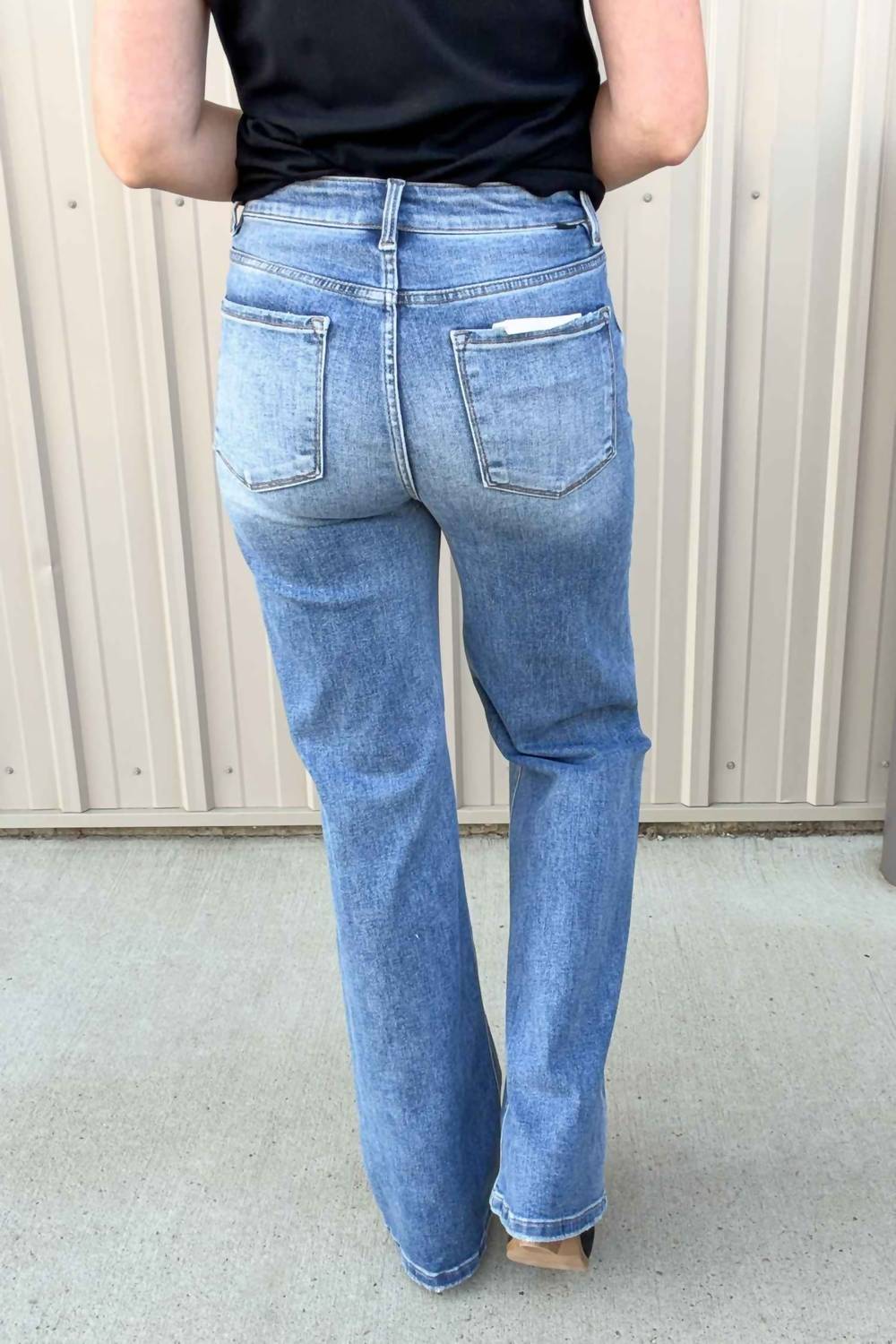 Risen - High Rise Wide Leg Distressed Jeans