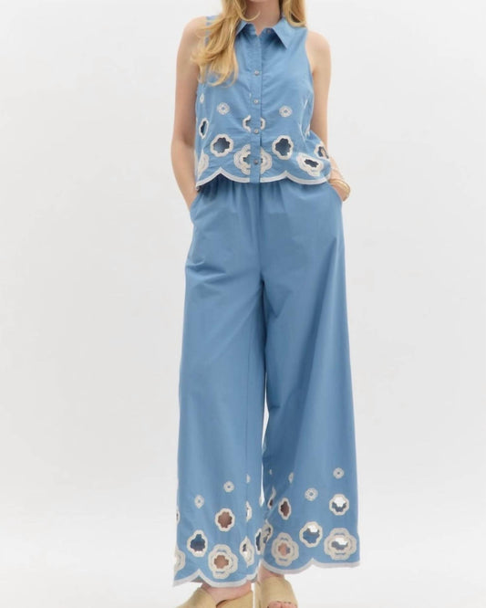 Entro - Embroidered Hem Pants