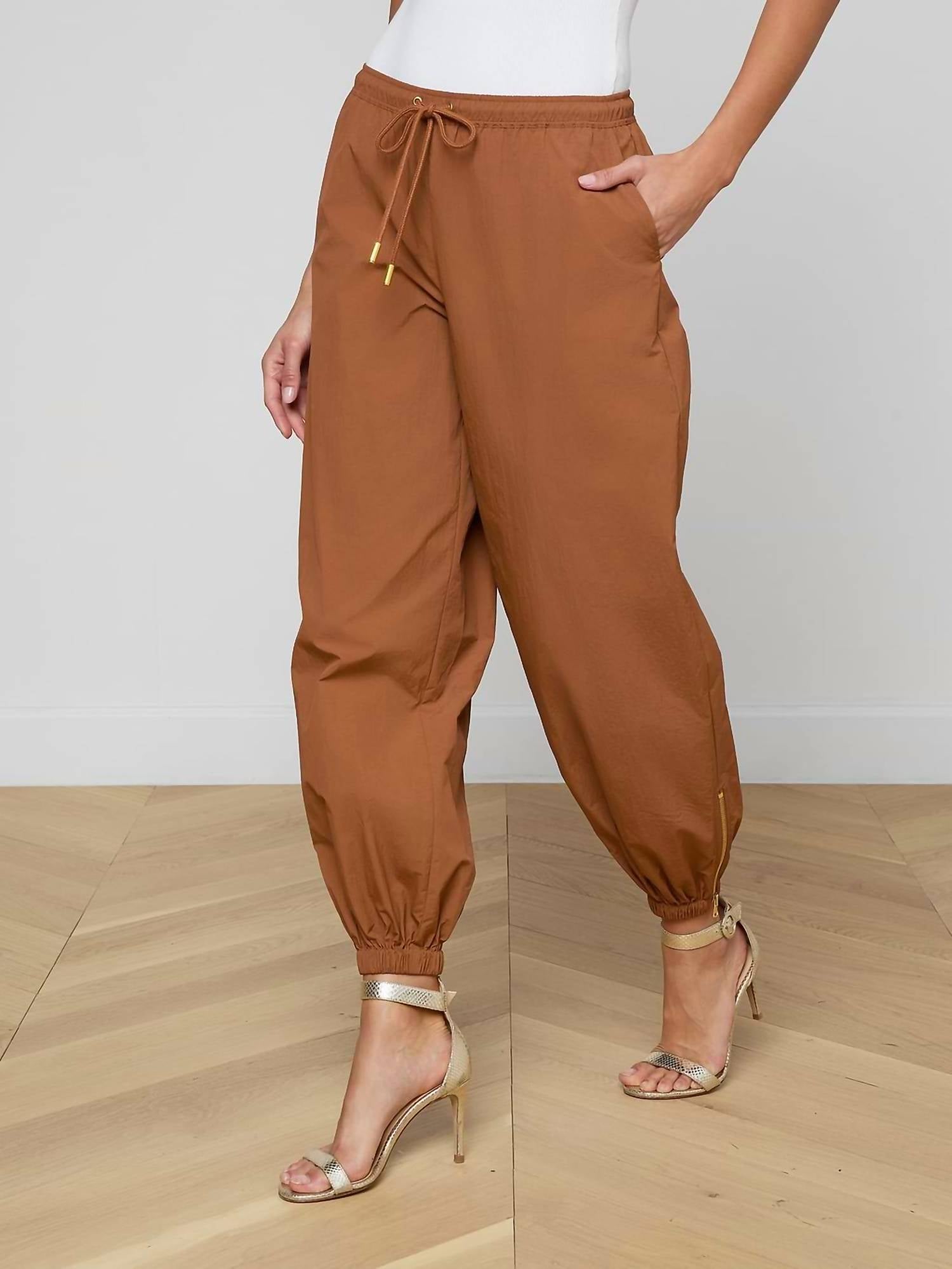 L'Agence Mariko Jogger in bone brown - women's pants - alternate view