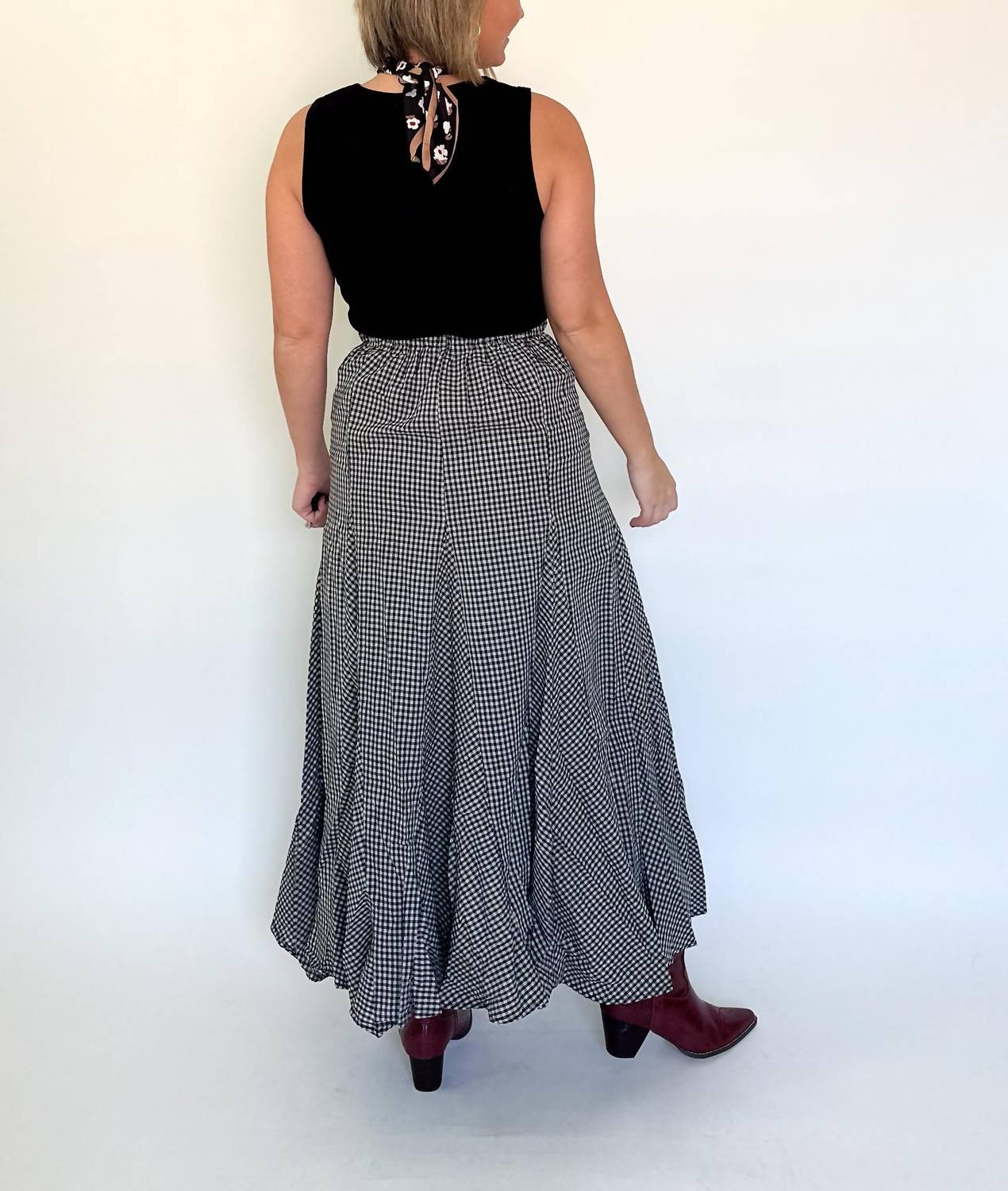 Olivaceous - Check Mate Maxi Skirt