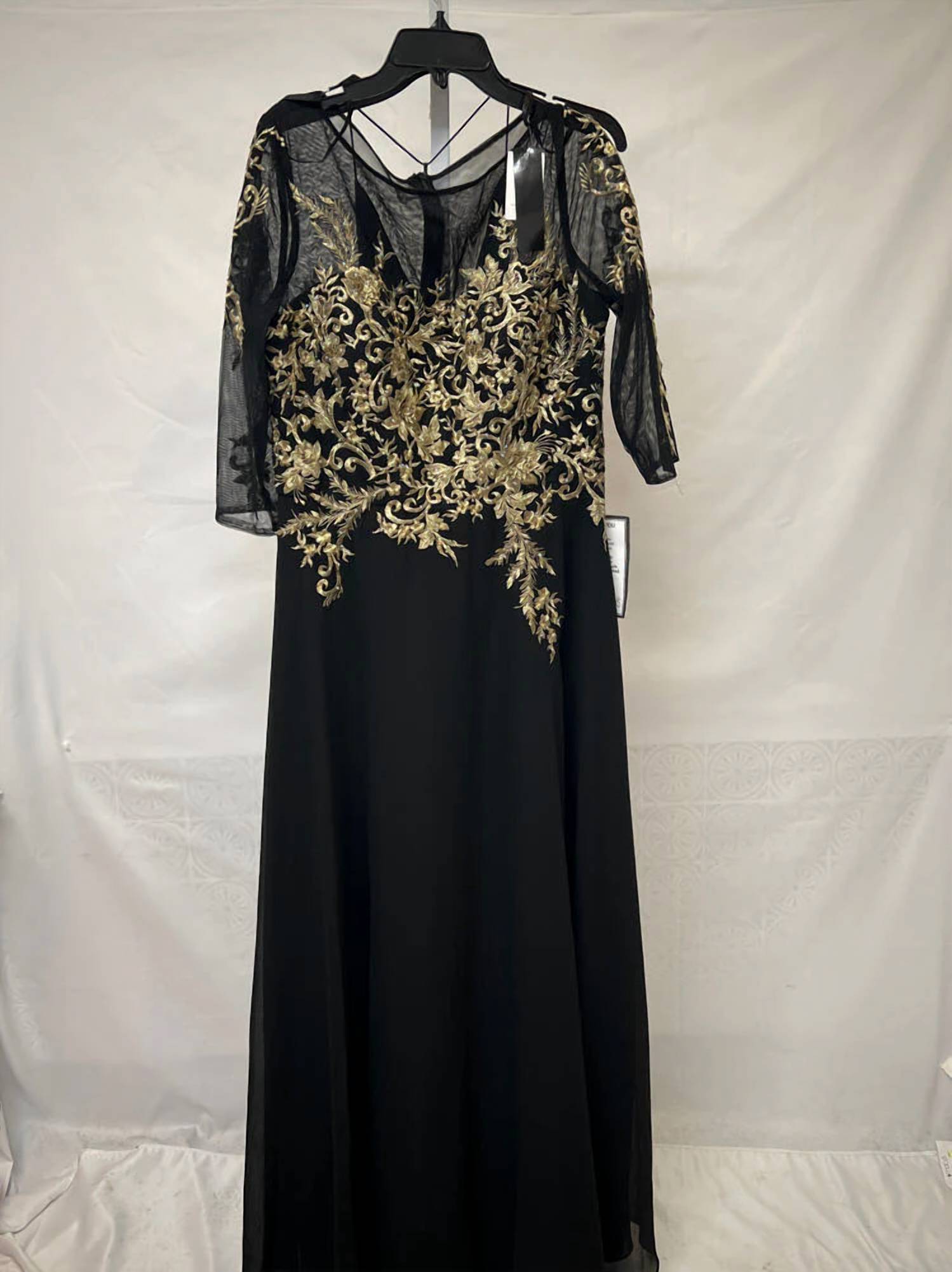 Betsy & Adam - Metallic Embroidered Evening Dress