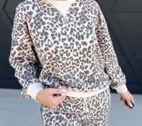 Blu Pepper - Women's Leopard Boxy V Insert Long Sleeve Knit Top