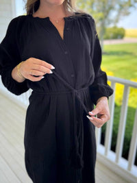 Bobi - Poet Sleeve Button Up Maxi Kaftan Dress