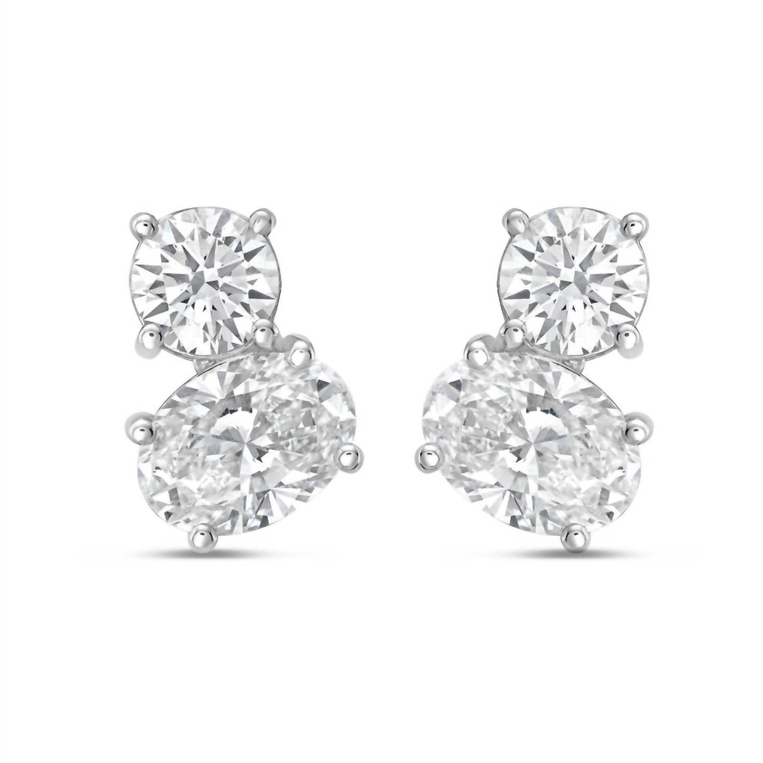 Diana M Jewels - Women's Round & Oval Lab-Grown Diamond Stud Earrings (3.00 Ct) - Signature