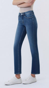 LOVERVET Mid Rise Ankle Slim Straight Jeans in dark blue - women's jeans - detail view
