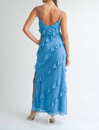 Mable - Asymmetrical Tiered Ruffled Maxi Dress