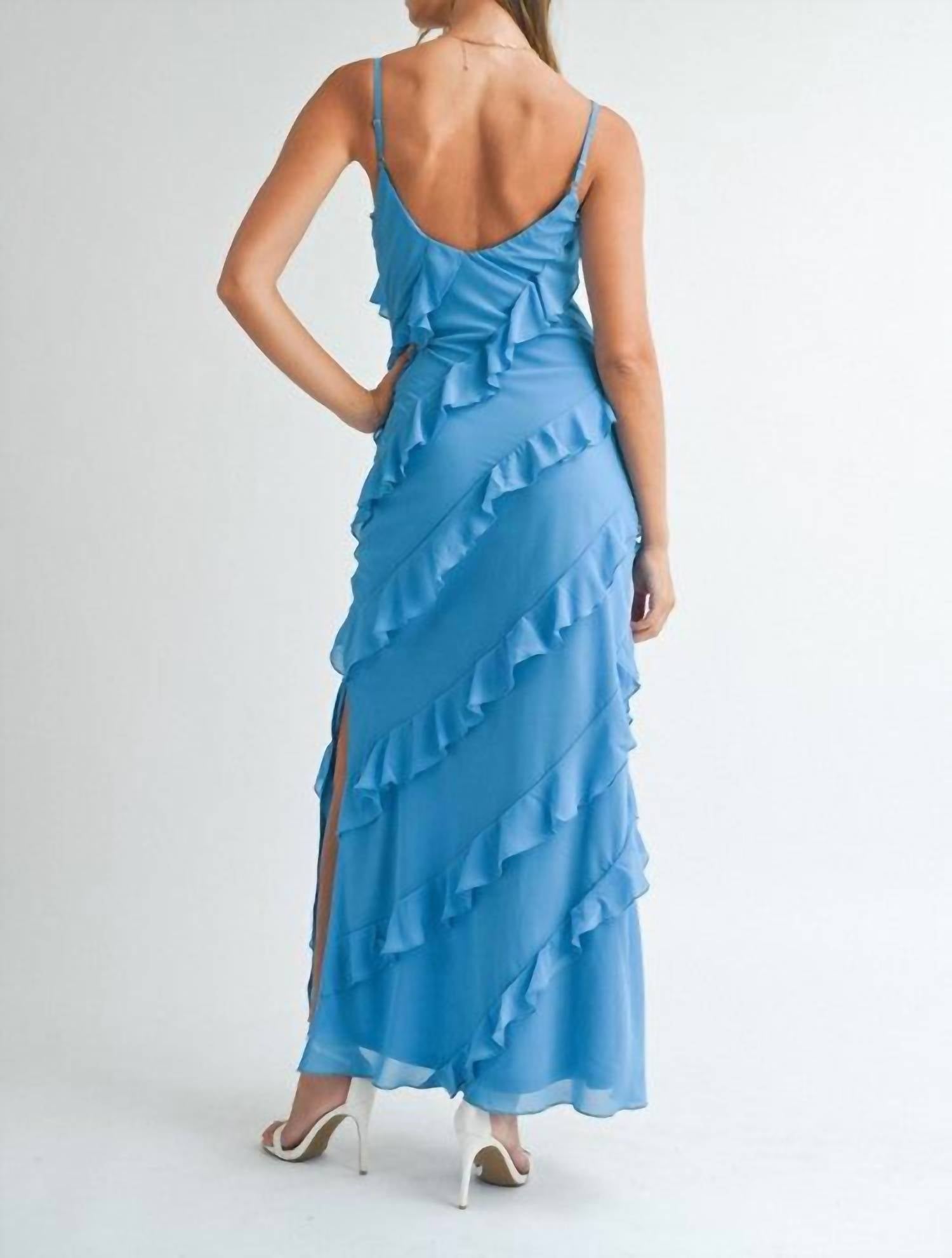 Mable - Asymmetrical Tiered Ruffled Maxi Dress