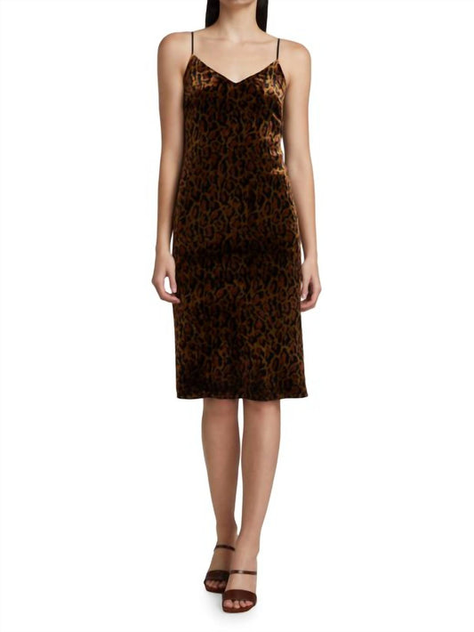 INDIE VELVET CHEETAH-PRINT SLIP DRESS