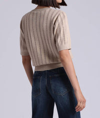 Minnie Rose - Pointelle Sparkle Short Sleeve Crew Top