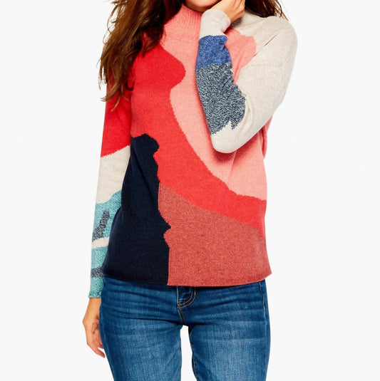 Nic + Zoe - Mock Neck Intarsia Sweater