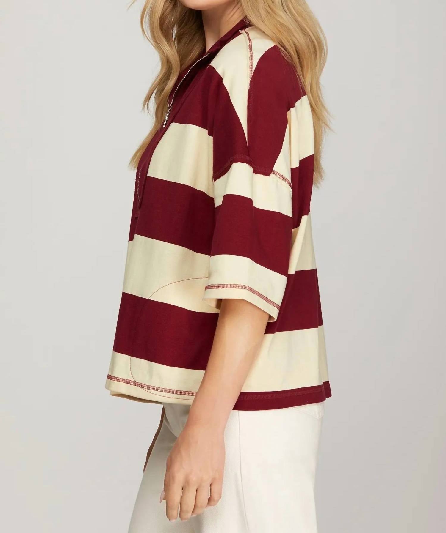 She + Sky - Striped Knit Boxy Top