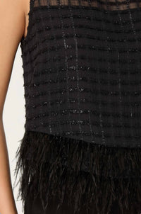 Astr - Etheos Metallic Feather Trim Top