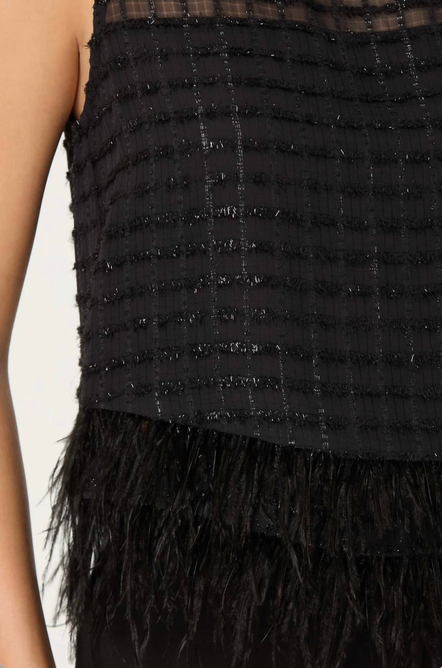 Astr - Etheos Metallic Feather Trim Top