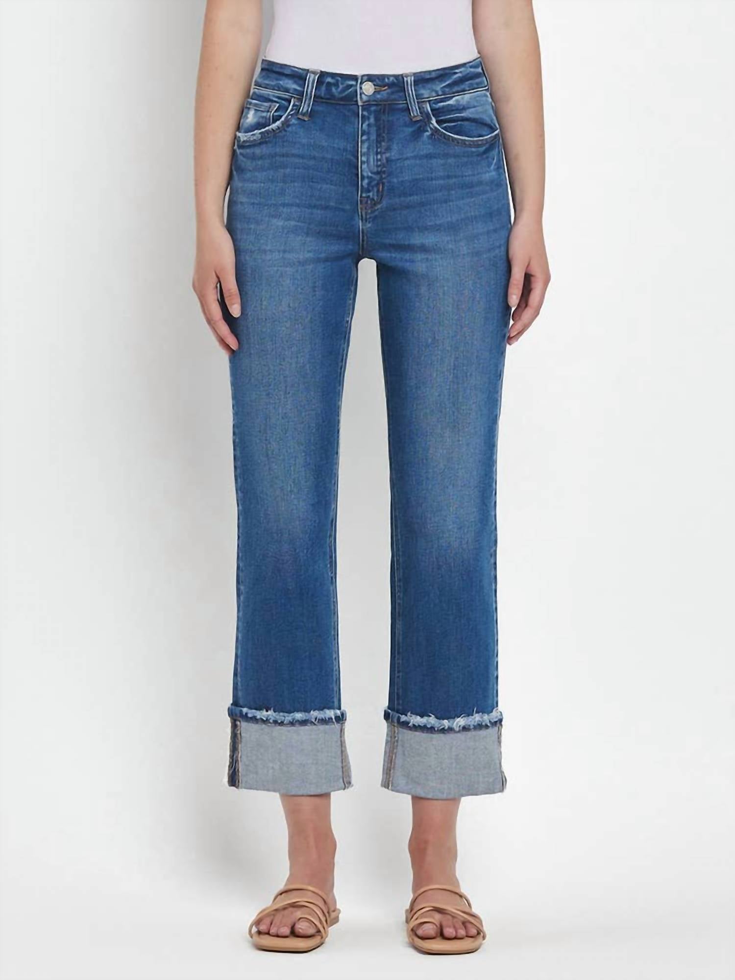 Vervet By Flying Monkey - High Rise Cuffed Straight Leg Jeans