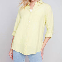Charlie B - Solid Button Front Linen Shirt