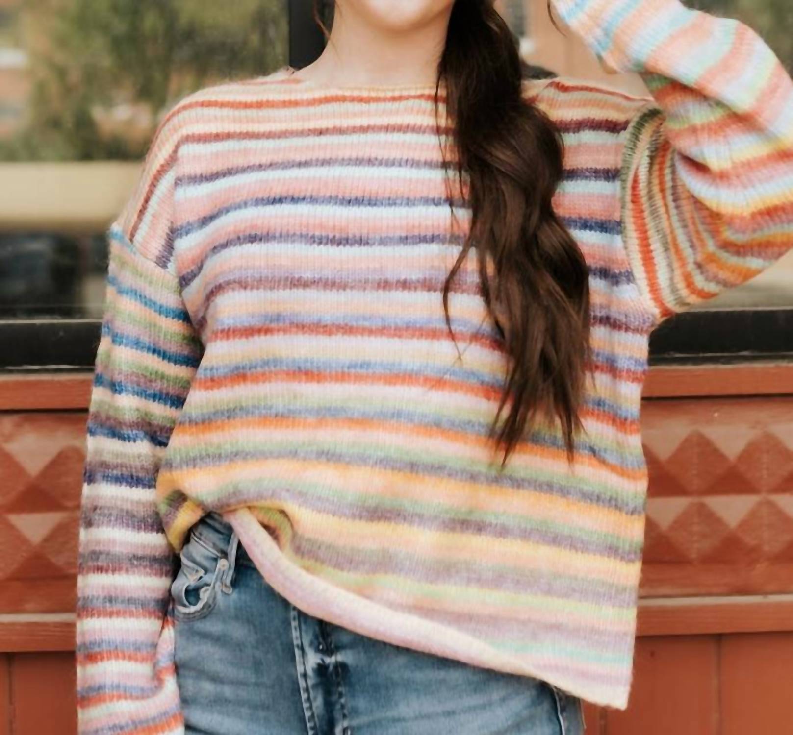 WISHLIST Rainbow Knit Sweater in sky purple - women's sweater
