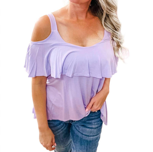 7Th Ray - High Low Ruffle Cold Shoulder Top