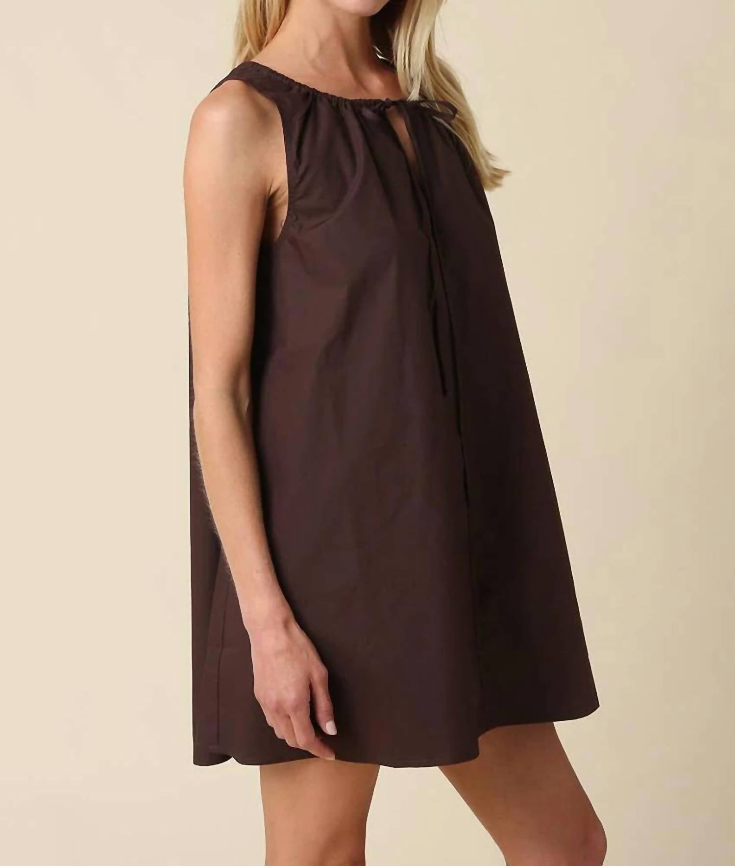 Olivaceous - Sleeveless Cotton Mini Dress