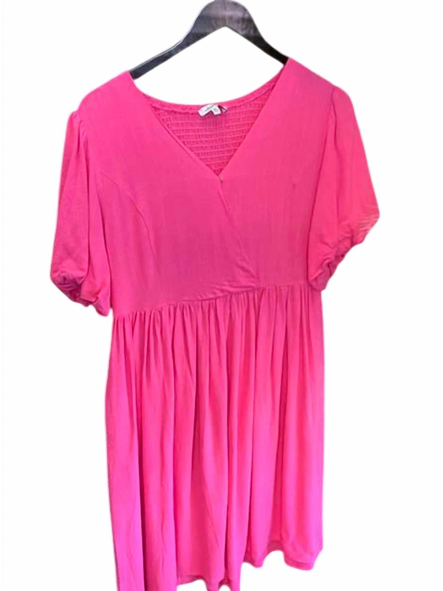 White Birch - Women Puff Sleeve V-neck Midi Dress