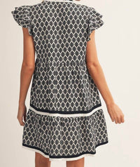 Jodifl - Layered Ruffle Sleeves Baroque Print Tiered Dress