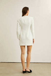 Productseeker 3d Floral Beaded Long-sleeve Mini Dress in white - women's dress - detail view