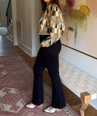 ee:some Modern Mosaic Long Sleeve Blouse in beige multi - women's blouse - alternate view