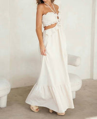Endless Blu. - Cut-out Ruffled Maxi Halter Dress