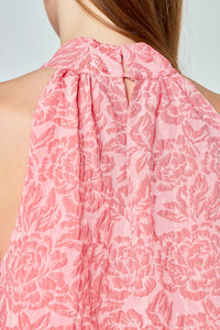 English Factory Jacquard Mock Neck Mini Dress in red pink - women's dress - view 5