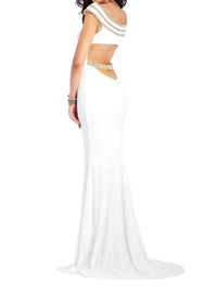 Clarisse - Long Jersey Knit Off The Shoulder Dress