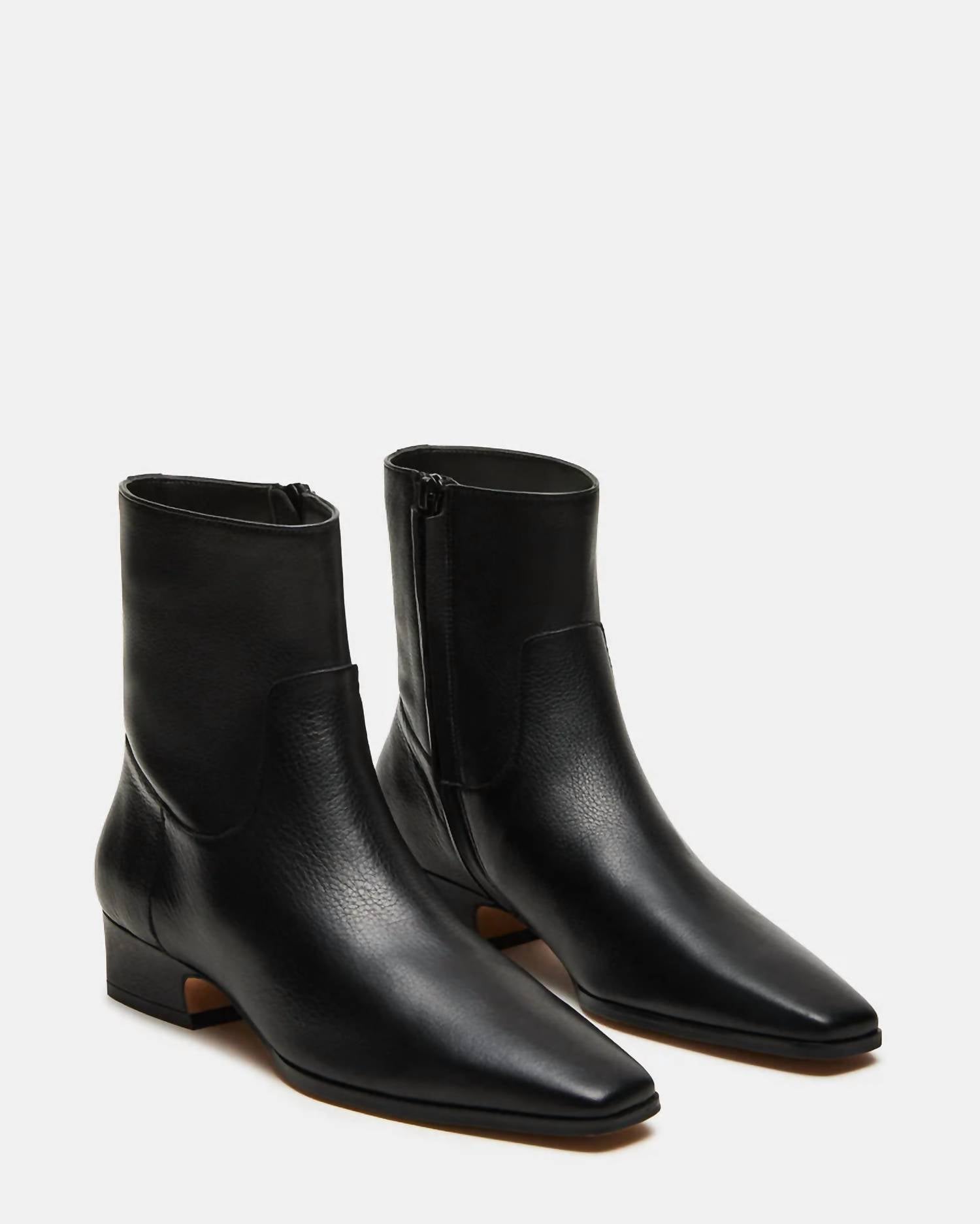 STEVE MADDEN Women's Dusty Ankle Bootie in black leather - women's shoe - alternate view