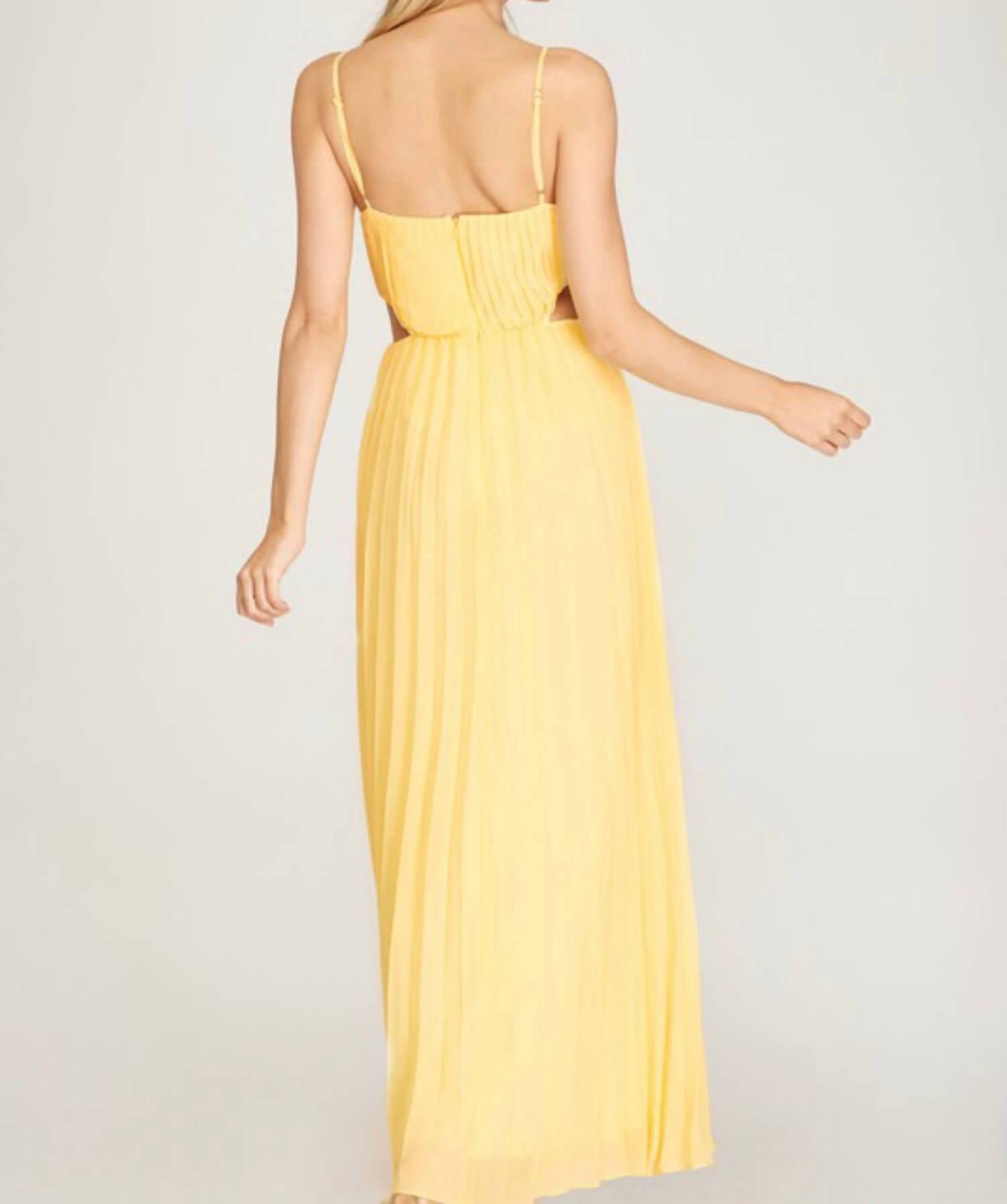 She + Sky - Pleated Cut Out Maxi Dress