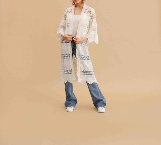 Fashion Concepts - Embroidered Lace Long Cardigan