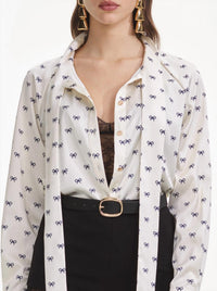Self-Portrait - Satin Bow Print Blouse
