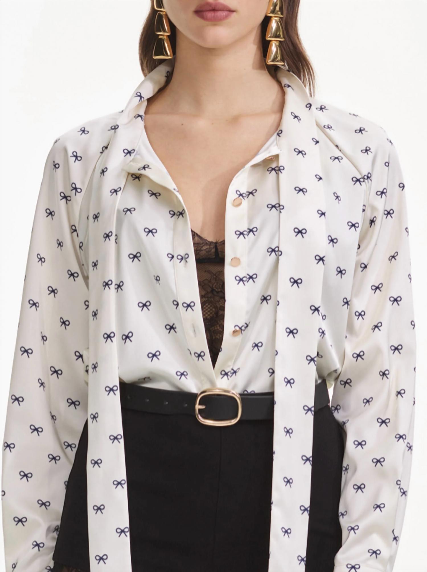 Self-Portrait - Satin Bow Print Blouse
