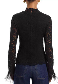 Aqua - Feather Lace Long Sleeve Top