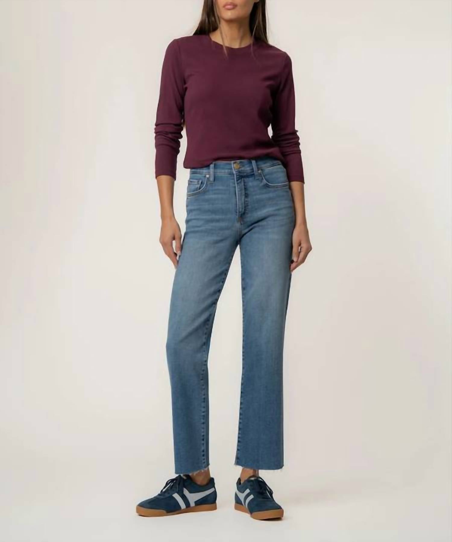 Kut From The Kloth - Avery High Rise Fab Ab Easy Straight Leg Raw Hem Jeans