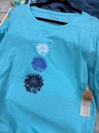 ESCAPE BY HABITAT Sunflower High Low Top in turquoise - women's sweater - detail view