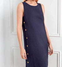 Charlie B - Sleeveless Shift Dress With Button Detail