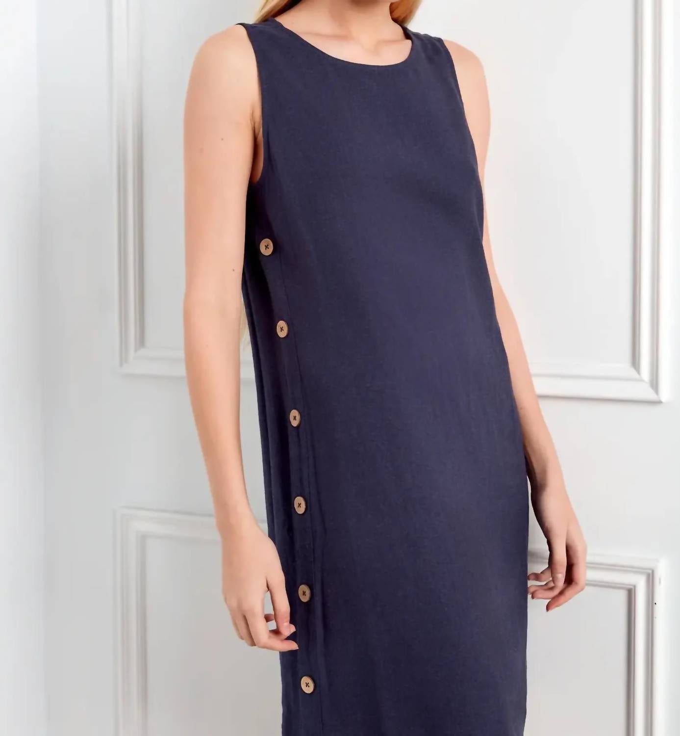 Charlie B - Sleeveless Shift Dress With Button Detail