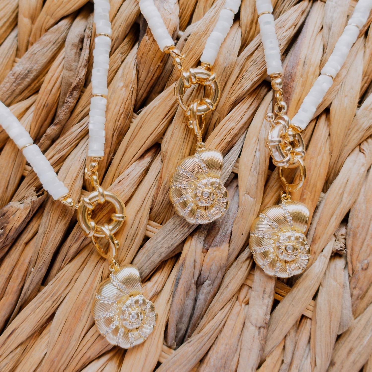 Gemelli - Biscayne Beaded Necklace With Shell Charm