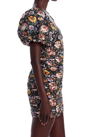 RHODE Suzette Puff Sleeve Min Dress in blossoming canopy - women's dress - detail view