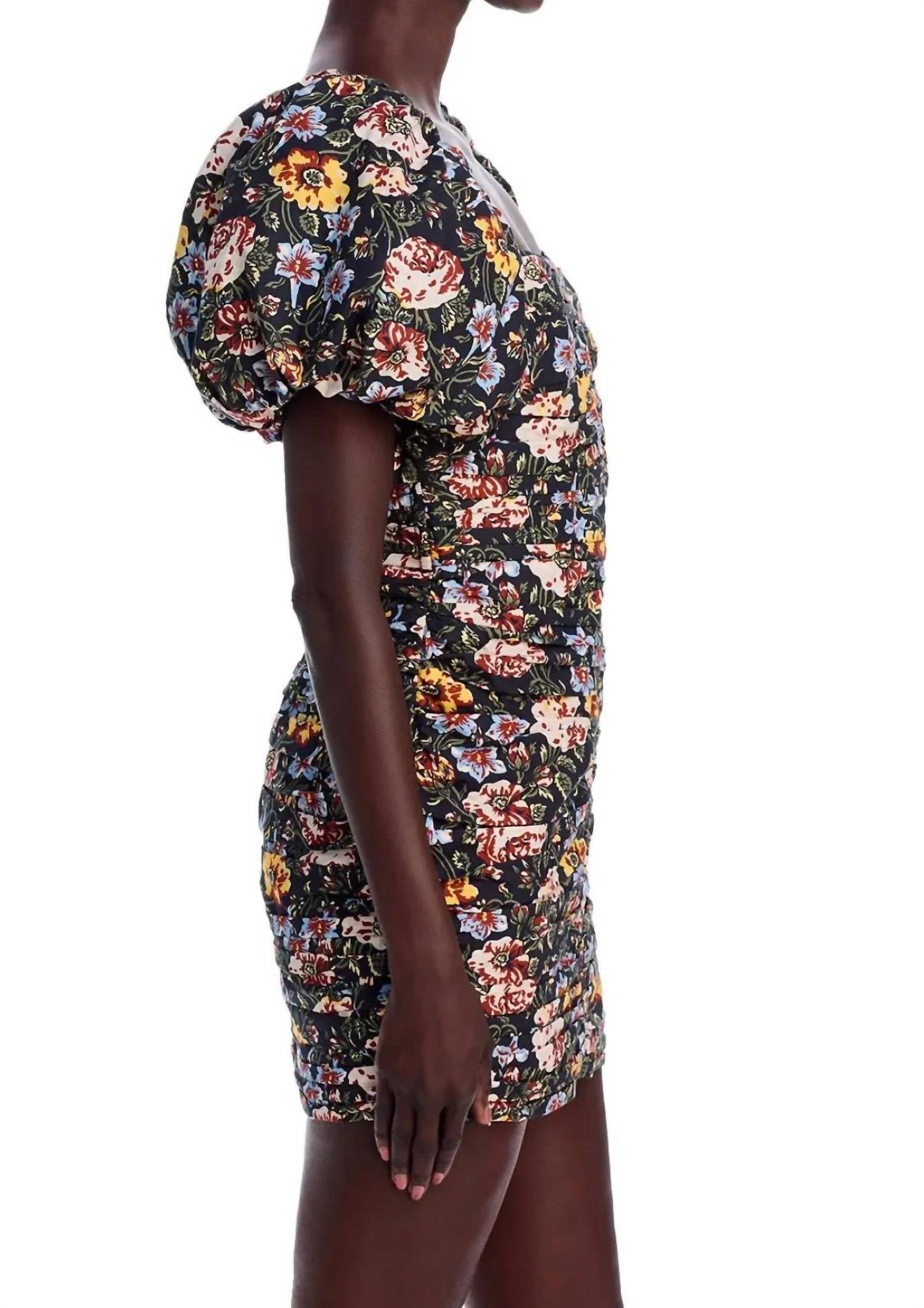 RHODE Suzette Puff Sleeve Min Dress in blossoming canopy - women's dress - detail view