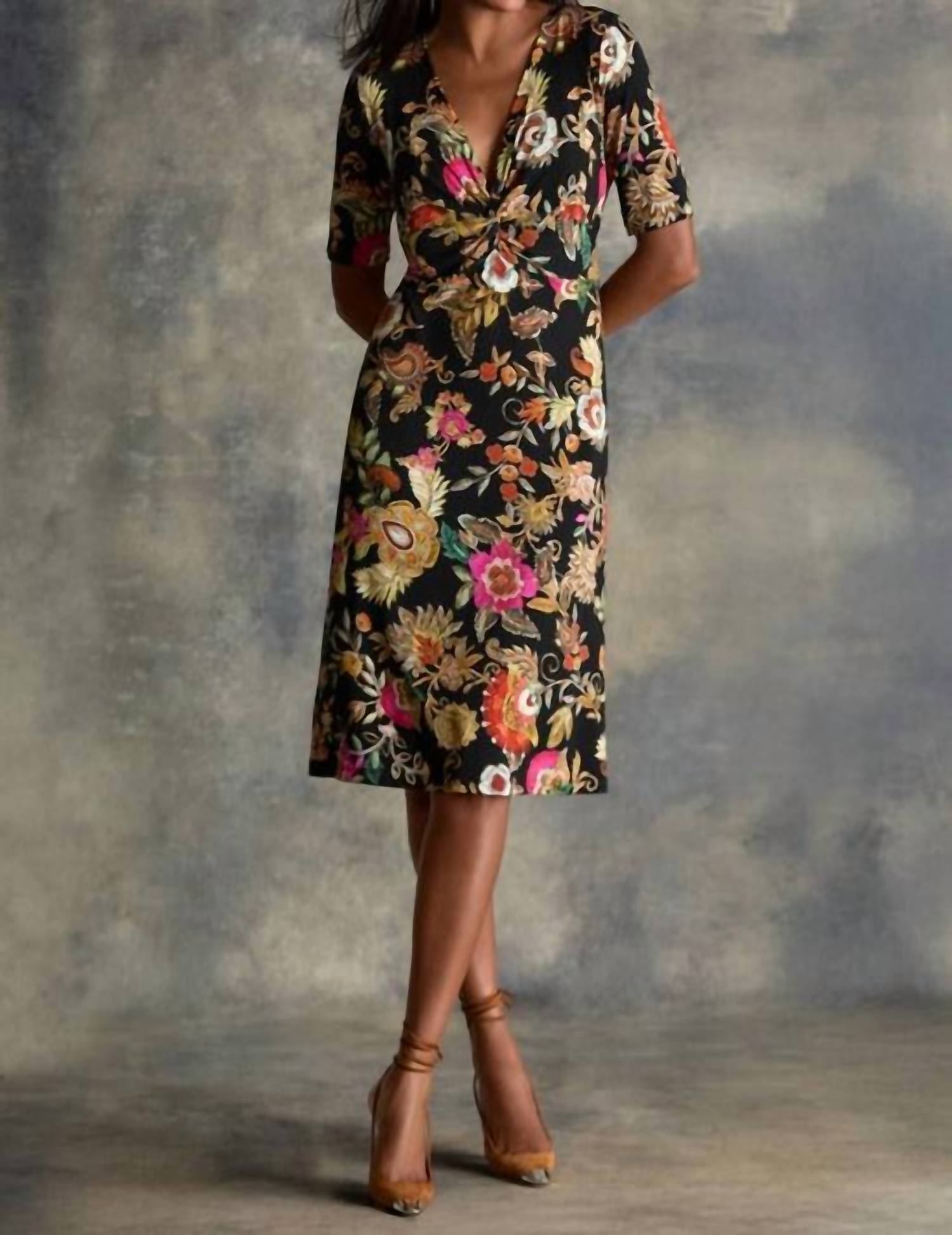 Johnny Was - JANIE FAVORITE TWIST FRONT MIDI SWING DRESS