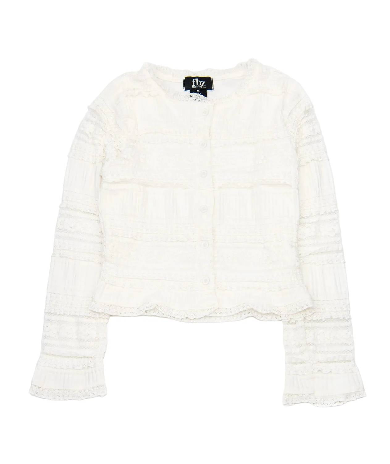 Fbz - Carrie Ruffle Line Lace Cardigan